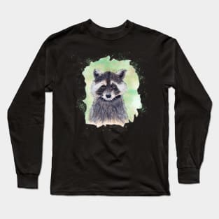 Raccoon in Ink and Watercolor Long Sleeve T-Shirt